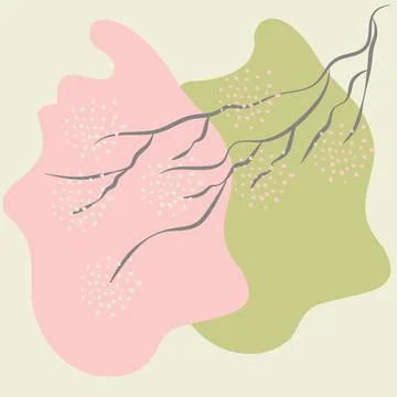 Vector. Social media stories, posts. Abstract hand drawn blooming sakura. Stock Illustration