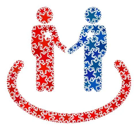 Vector Social Network Collage of Stars in American Democratic Colors Ilustração Stock