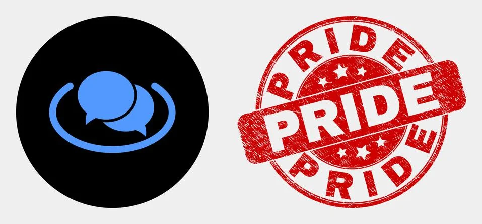 Vector Social Network Messages Icon and Distress Pride Stamp Stock Illustration