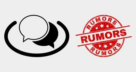 Vector Social Network Messages Icon and Scratched Rumors Stamp Seal Stock Illustration