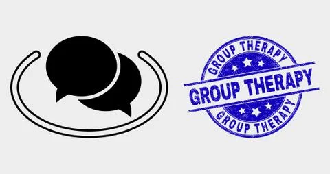 Vector Social Network Messages Icon and Distress Group Therapy Stamp Stock Illustration