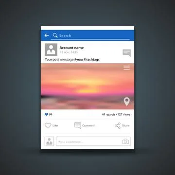 Vector social networks post mockup. Stock Illustration