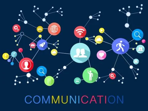 Vector Social networks.communication in the global computer network.Online on Stock Illustration