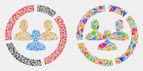 Vector Social Pie Chart Mosaic Icon of Triangle Items Stock Illustration