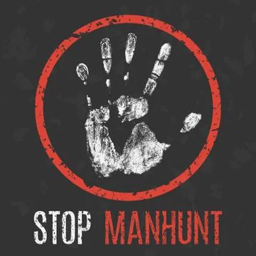 Vector. Social problems of humanity. Stop manhunt. イラスト素材