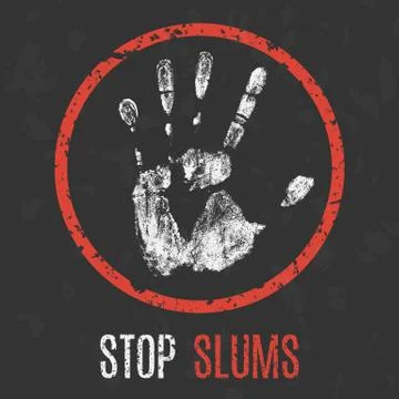 Vector. Social problems of humanity. Stop slums. Stock-Illustration