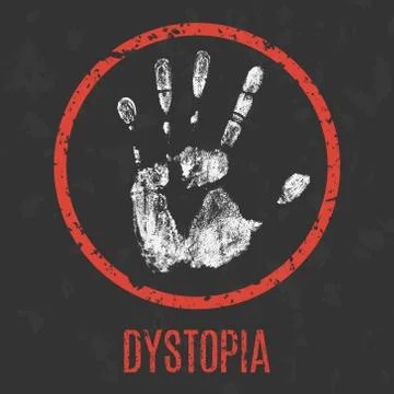 Vector. Social problems of humanity. Stop dystopia. Stock Illustration