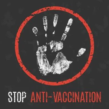 Vector. Social problems of humanity. Stop anti-vaccination. Illustration