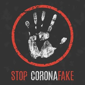 Vector. Social problems of humanity. Stop coronafake. Stock Illustration