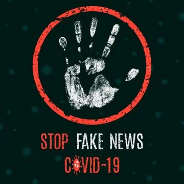Vector. Social problems of humanity. Stop fake news covid-19. Stock Illustration