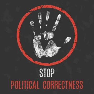 Vector. Social problems of humanity. Stop political correctness. 스톡 일러스트