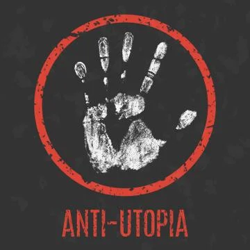 Vector. Social problems of humanity. Stop anti-utopia. Stock Illustration