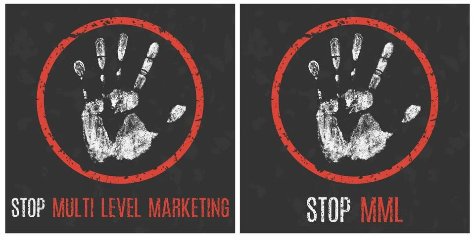 Vector. Social problems. Stop multi level marketing. Stock Illustration