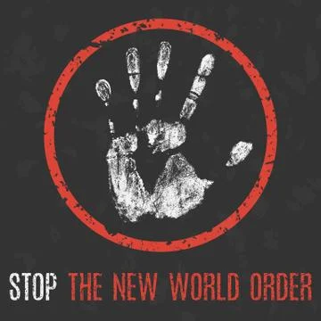 Vector. Social problems. Stop the new world order. 스톡 일러스트