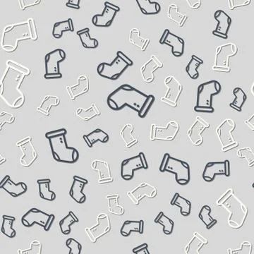 Vector socks seamless pattern on a silver background. Black on white color Stock Illustration