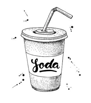 Vector soda drawing. Hand drawn soda illustrations. Illustrazione stock