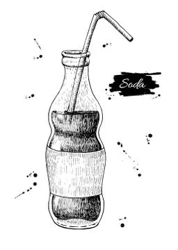 Vector soda drawing. Hand drawn soda illustrations. Stock Illustration