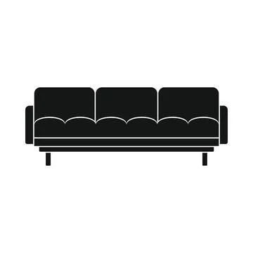 Vector Sofa black simple icon isolated on white Stock Illustration