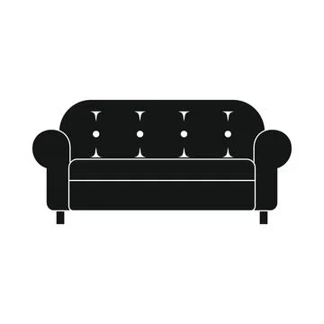 Vector sofa black simple icon isolated on white background Stock Illustration