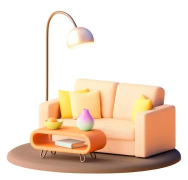 Vector sofa with coffee table illustration Stock Illustration