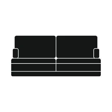 Vector sofa for home black simple icon isolated Stock Illustration