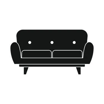 Vector sofa for house black simple icon isolated on white Stock-Illustration