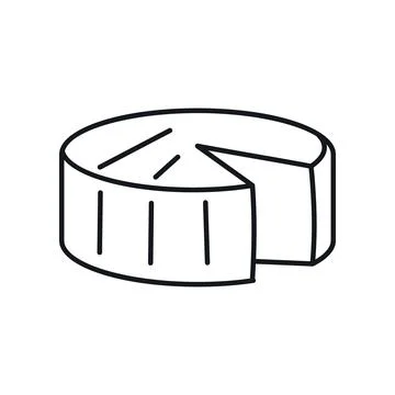 Vector Soft brie cheese in line style isolated Stock Illustration