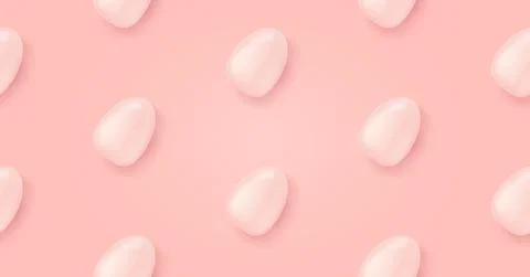 Vector soft pastel pink seamless background with flat lay eggs. Happy easter Illustrazione stock