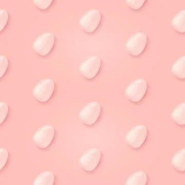 Vector soft pastel pink seamless background with flat lay eggs. Happy easter 库存插图