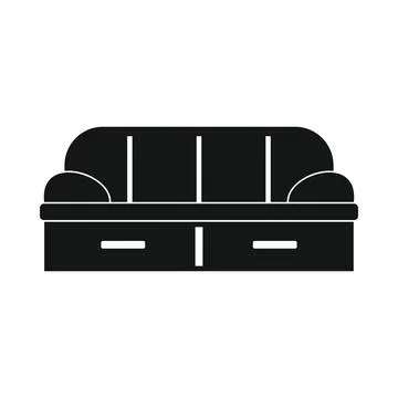 Vector Soft sofa black simple icon isolated on white Stock Illustration
