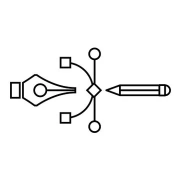 Vector software and design icon - pen and pencil illustrator concept Stock Illustration