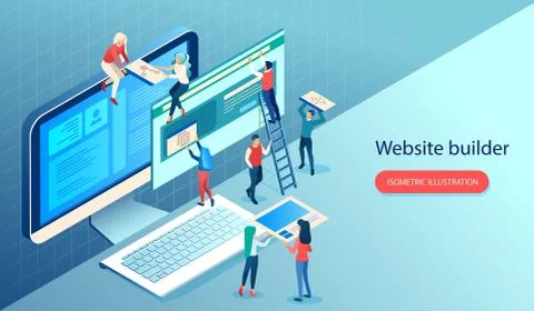 Vector of software engineers developing a new web page Stock Illustration