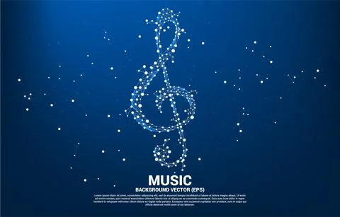 Vector sol music key note from dot connect line. Concept background for song  Illustrazione stock