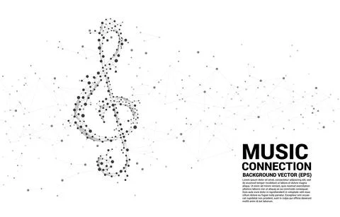 Vector sol music key note from dot connect line. Concept background for song  스톡 일러스트