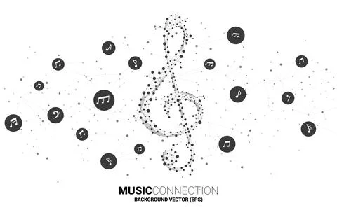 Vector sol music key note from dot connect line. Concept background for song  스톡 일러스트