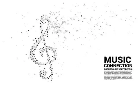 Vector sol music key note from dot connect line. Concept background for song  Stock Illustration
