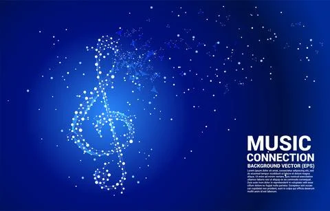 Vector sol music key note from dot connect line. Concept background for song  Stock Illustration