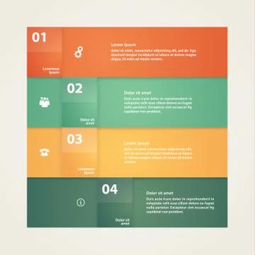 Vector - solid box template, pointer. four colorfully stripes with space for イラスト素材