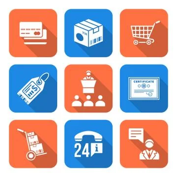 Vector solid white flat design business distribution marketing process icons Stock Illustration