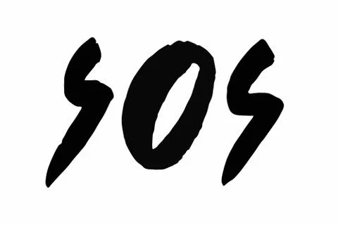 Vector SOS lettering text concept on white background. Save our souls. SOS Stock Illustration