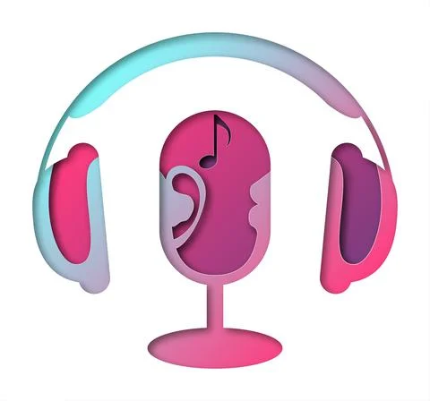 Vector sound in paper art style Stock Illustration