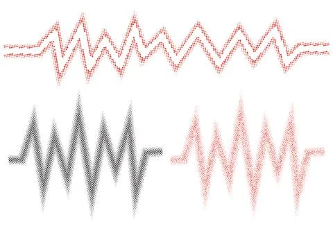 Vector sound wave composed dotted shape. Dotted shape in music outline and .. Stock Illustration