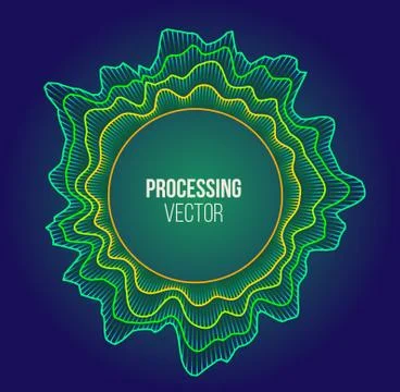 Vector sound wave. Processing circle. Development process. Buffer timeline ch Stock Illustration