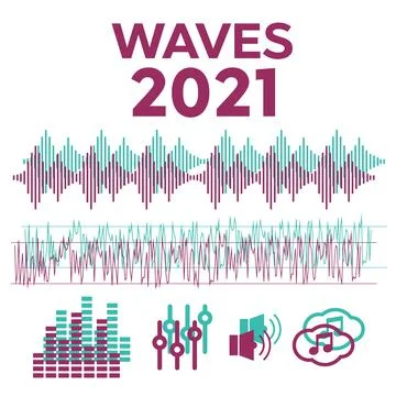 Vector sound waves. Equalizer technology. Radio wave vector Stock Illustration