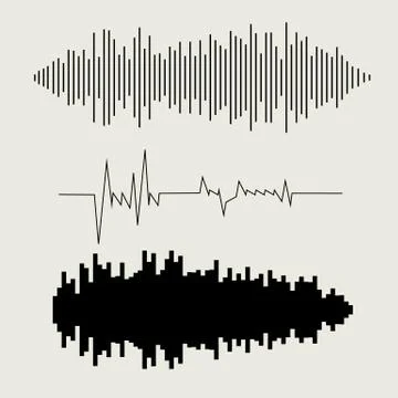 Vector sound waves set. Audio equalizer technology, pulse musical. Vector Stock-Illustration