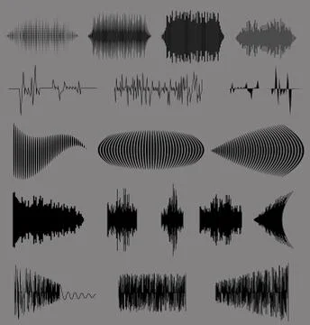 Vector sound waves set. Audio equalizer technology, pulse musical. Vector Stock-Illustration