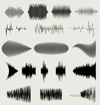 Vector sound waves set. Audio equalizer technology, pulse musical. Vector Illustrazione stock