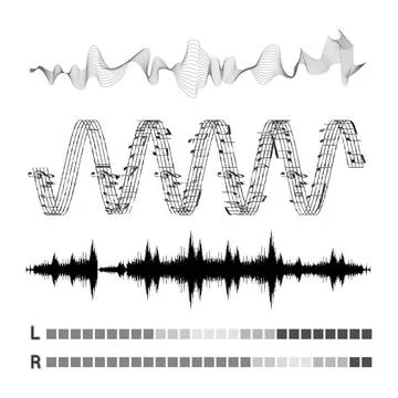 Vector sound waves set Vector sound waves set on white background Copyrigh... Stock Photos