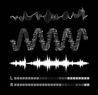 Vector sound waves set Vector sound waves set on black background Copyrigh... Stock Photos