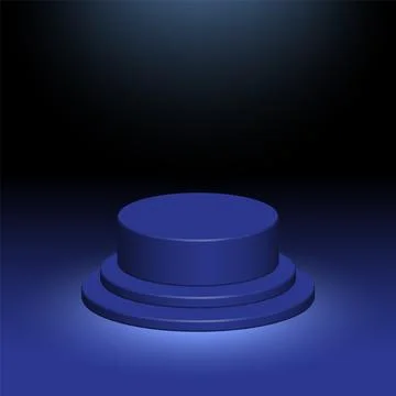 Vector space age blue three level pedestal futuristic podium background for AI Stock Illustration